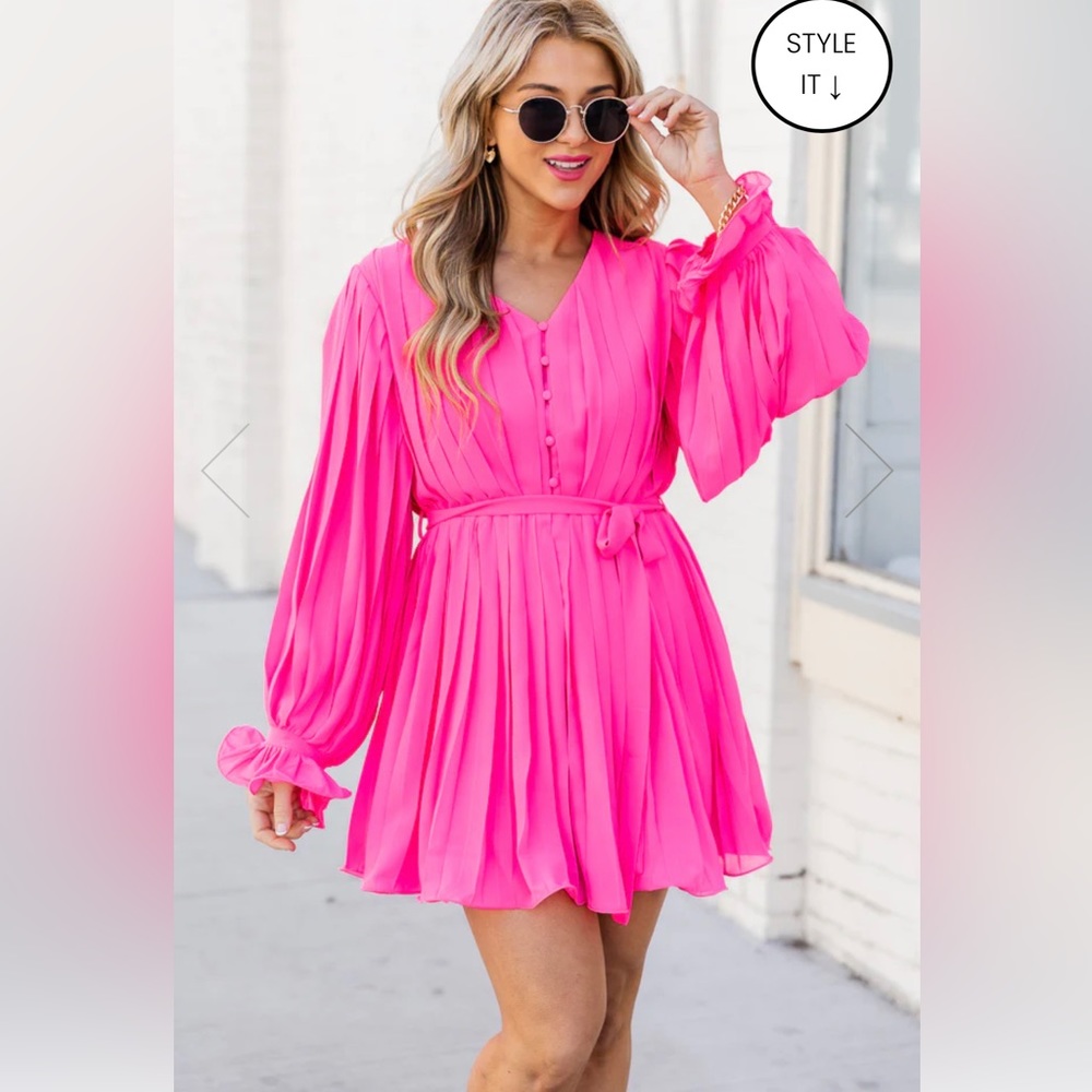 PRETTY ON POINT HOT PINK PLEATED ROMPER